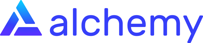 Alchemy Logo. Alchemy is a node provider that allows us to connect to the blockchain.